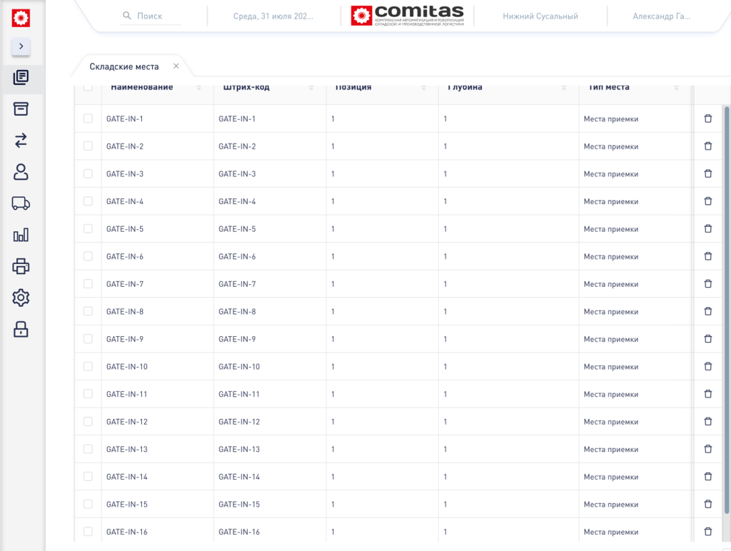 Рис 4. Дизайн WMS под планшет. Скрин WMS COMITAS WCA 2.0.